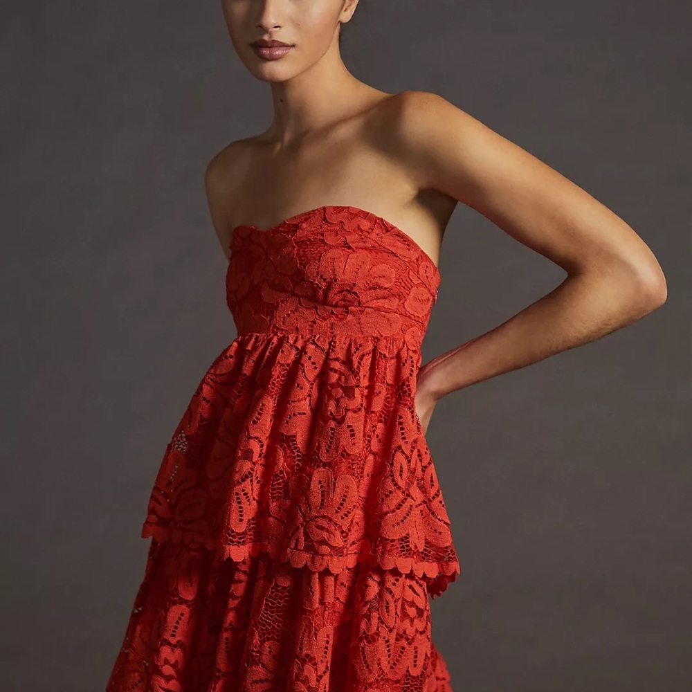 Anthropologie Maeve Strapless Lace Mini Dress NWT